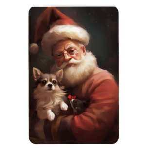 Chihuahua mit Weihnachtsmann Festliches Weihnachte Magnet