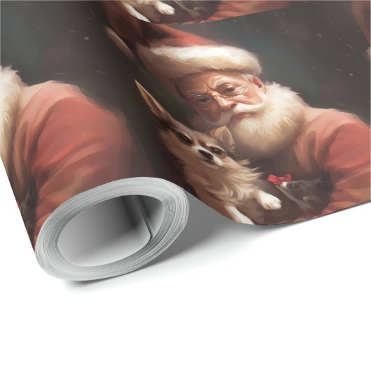 Chihuahua mit Weihnachtsmann Geschenkpapier (Rolleneckpunkt)