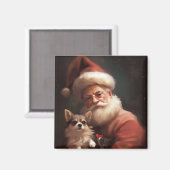 Chihuahua mit Weihnachtsmann Magnet (Vorderseite/Rückseite)