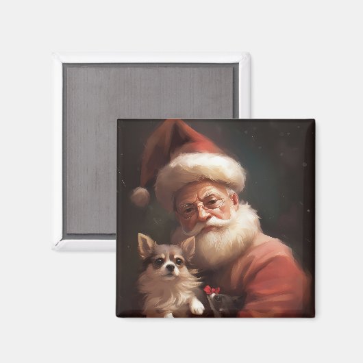 Chihuahua mit Weihnachtsmann Magnet (Vorderseite/Rückseite)