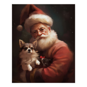 Chihuahua mit Weihnachtsmann Poster