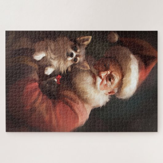 Chihuahua mit Weihnachtsmann Puzzle (Horizontal)