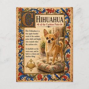 Chihuahua, mittelalterliche Bestiarien-Kunst Postkarte
