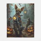Chihuahua-Motorrad Halloween Beängstigend Fleecedecke (Vorderseite)
