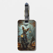 Chihuahua-Motorrad Halloween Beängstigend Gepäckanhänger (Rückseite vertikal)