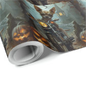 Chihuahua-Motorrad Halloween Beängstigend Geschenkpapier (Rolleneckpunkt)