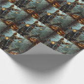 Chihuahua-Motorrad Halloween Beängstigend Geschenkpapier (Ecke)