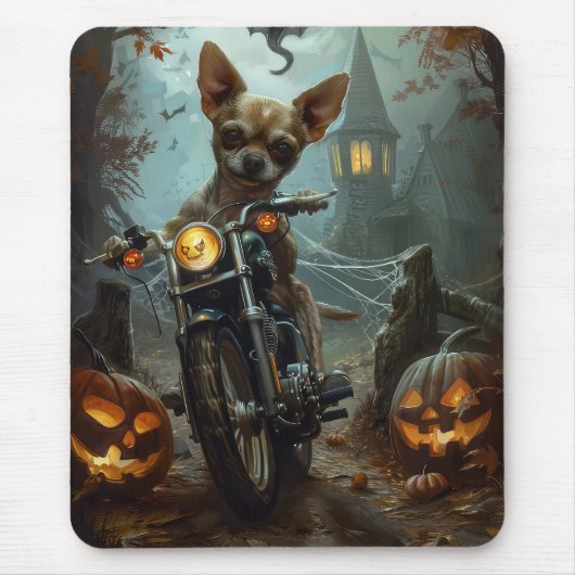 Chihuahua-Motorrad Halloween Beängstigend Mousepad (Vorne)