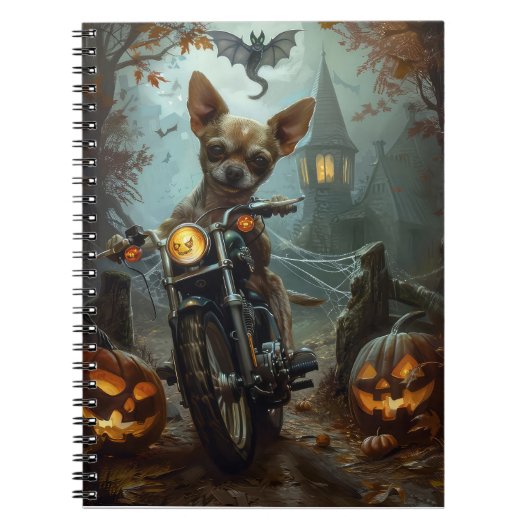 Chihuahua-Motorrad Halloween Beängstigend Notizblock (Vorderseite)