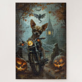 Chihuahua-Motorrad Halloween Beängstigend Puzzle (Vertikal)