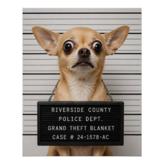 Chihuahua-Mugshot: Schwerer Diebstahl einer Decke Poster