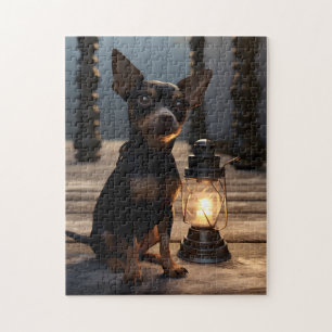 Chihuahua neben Lanturn Puzzle