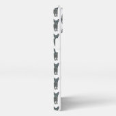 Chihuahua Niedlich Dog Silhouette Grid White iPhone Hülle (Rechte Seite)