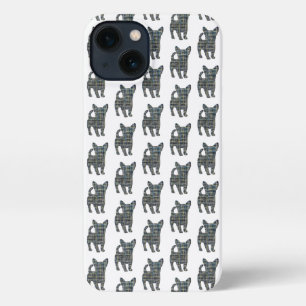 Chihuahua Niedlich Dog Silhouette Grid White iPhone 13 Hülle