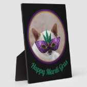 Chihuahua niedlich Happy Mardi Gras funkelnd Maske Fotoplatte (Seite)