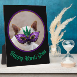 Chihuahua niedlich Happy Mardi Gras funkelnd Maske Fotoplatte