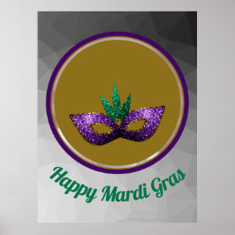Chihuahua niedlich Happy Mardi Gras funkelnd Maske Poster