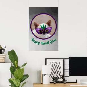 Chihuahua niedlich Happy Mardi Gras funkelnd Maske Poster
