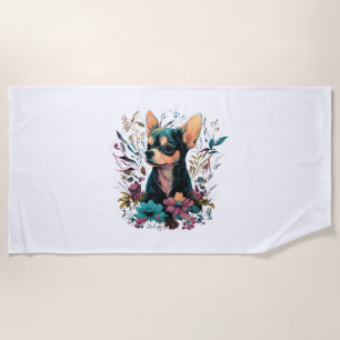 Chihuahua Niedlich Hund Schöne Blume Girl Strandtuch