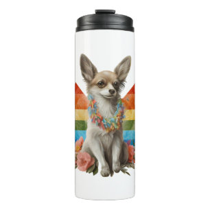 Chihuahua Niedlich Hund Schöne Blume Girl Thermosbecher