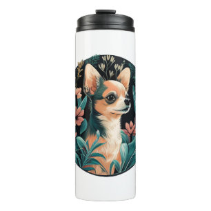 Chihuahua Niedlich Hund Schöne Blume Girl Thermosbecher