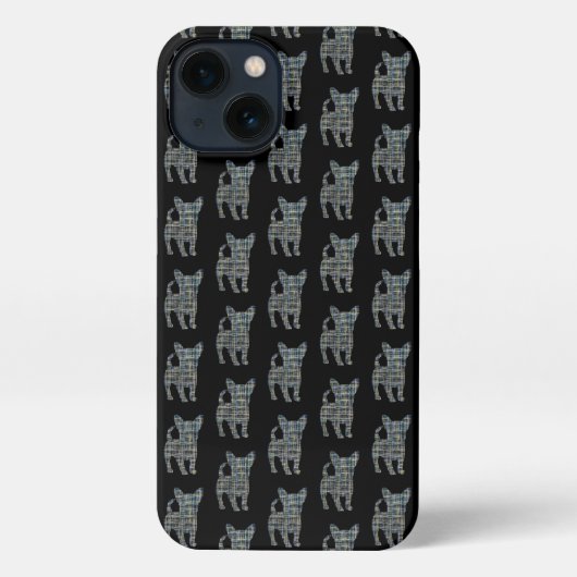 Chihuahua Niedlich Hund Silhouette Grid Black iPhone Hülle (Rückseite)
