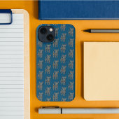 Chihuahua Niedlich Hund Silhouette Grid Blue iPhone Hülle