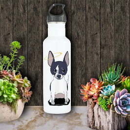 Chihuahua Niedlich Schwarz-weißer Hund Angel Halo Edelstahlflasche