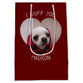 Chihuahua niedlich wuchsen Sie Liebe Valentinische Mittlere Geschenktüte (Rückseite)