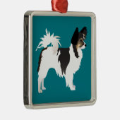 Chihuahua oder Papillon Basic Design Silbernes Ornament (Rechts)