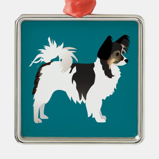 Chihuahua oder Papillon Basic Design Silbernes Ornament (Vorne)