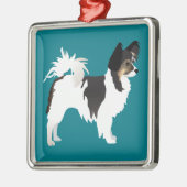 Chihuahua oder Papillon Basic Design Silbernes Ornament (Links)
