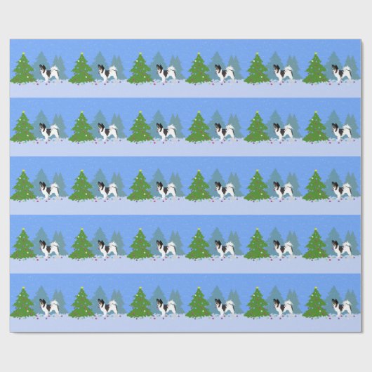 Chihuahua- oder Papillon-Dekorationsbaum Geschenkpapier (Flach)