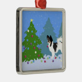 Chihuahua- oder Papillon-Dekorationsbaum Ornament Aus Metall (Rechts)