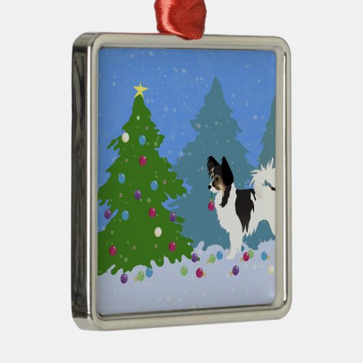 Chihuahua- oder Papillon-Dekorationsbaum Ornament Aus Metall (Rechts)