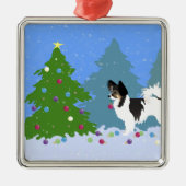 Chihuahua- oder Papillon-Dekorationsbaum Ornament Aus Metall (Vorne)