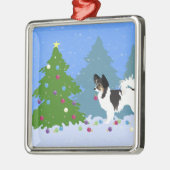 Chihuahua- oder Papillon-Dekorationsbaum Ornament Aus Metall (Links)