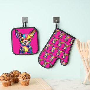 Chihuahua Ofenhandschuh & Topflappen-Set
