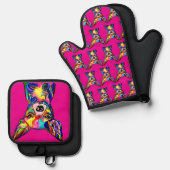 Chihuahua Ofenhandschuh & Topflappen-Set (Vorderseite/Rückseite)