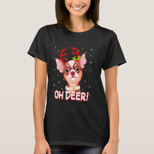 Chihuahua Oh Reh Rentier Frau Weihnachten Xmas T-Shirt
