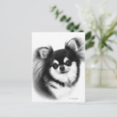 Chihuahua-Ölgemälde mit langhaariger Oberfläche Postkarte (Stehend Vorderseite)