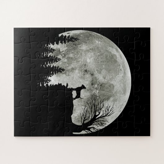Chihuahua On Mountain Big Moon Halloween Ohrfeigen Puzzle (Horizontal)
