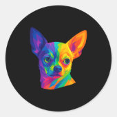 Chihuahua P Art Rtrait For Dog Owners Runder Aufkleber (Vorderseite)