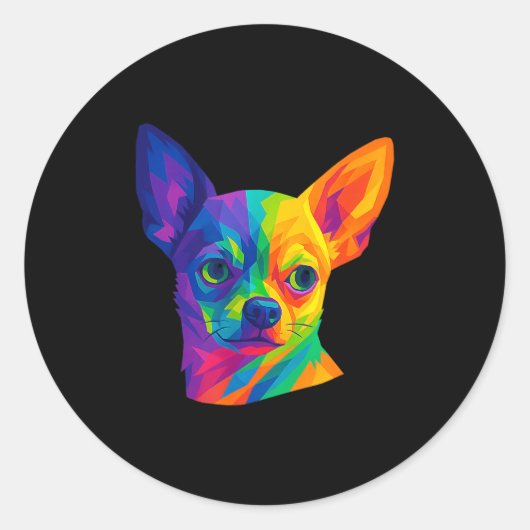 Chihuahua P Art Rtrait For Dog Owners Runder Aufkleber (Vorderseite)