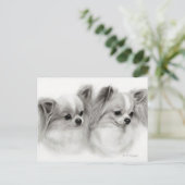 Chihuahua Pair Hand bemalt Pet Portrait Postkarte (Stehend Vorderseite)