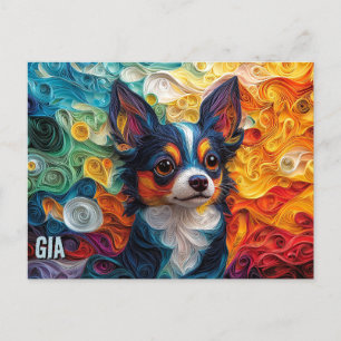 Chihuahua Paper Quilling Art Dog Portrait Postkarte
