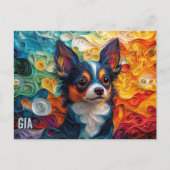 Chihuahua Paper Quilling Art Dog Portrait Postkarte (Vorderseite)