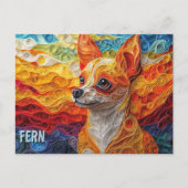 Chihuahua Paper Quilling Art Dog Portrait Postkarte (Vorderseite)