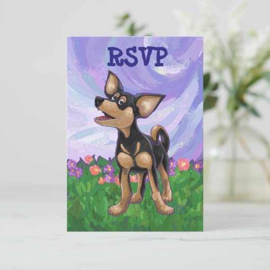 Chihuahua Party Center UAWG RSVP Karte (Stehend Vorderseite)