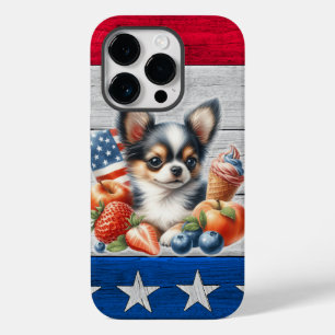 Chihuahua Patriotic Fruit USA Long Hair Chihuahua Case-Mate iPhone 14 Pro Hülle